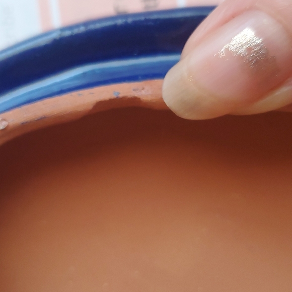 Vintage Red Clay Purple Mexican Folk Art Floral Hand Painted Oval Trinket Box - Picture 12 of 12